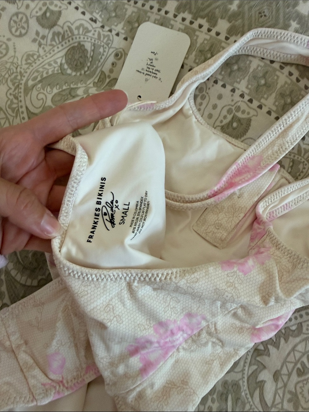 Frankie's Bikinis Cream One-Piece with Pink Floral Print - Picture 5 of 5